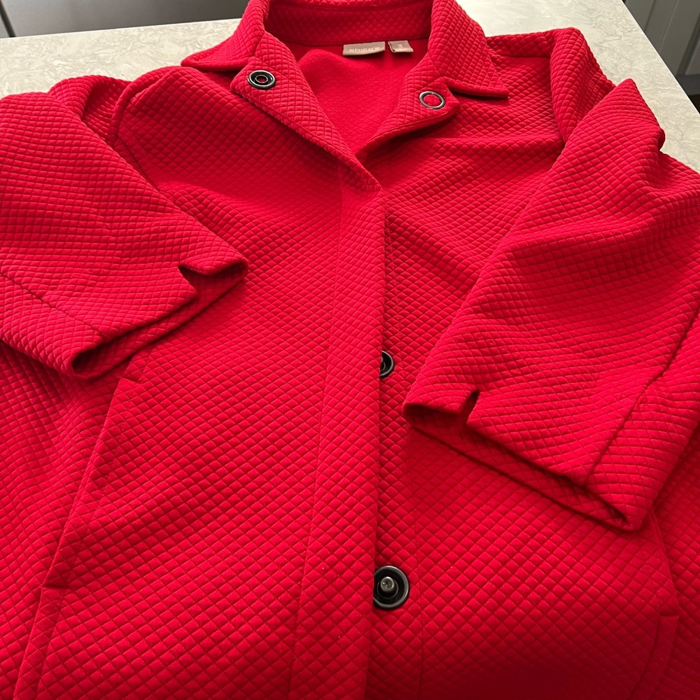 Chico's Quilted Red Button-Front Jacket Size 3